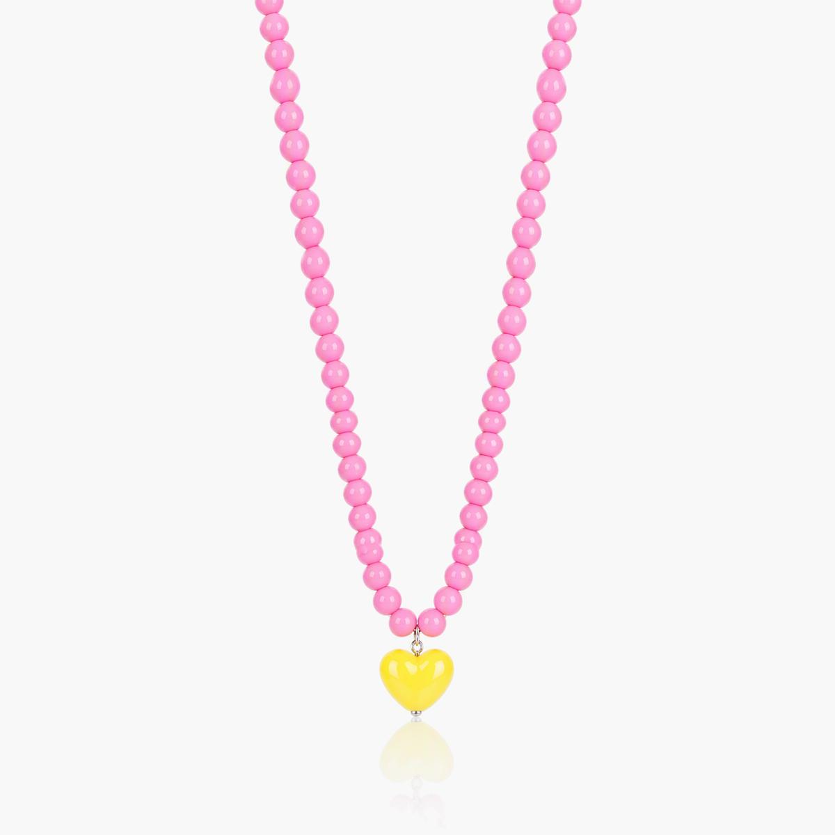 Cute Beaded Heart Charm Necklace