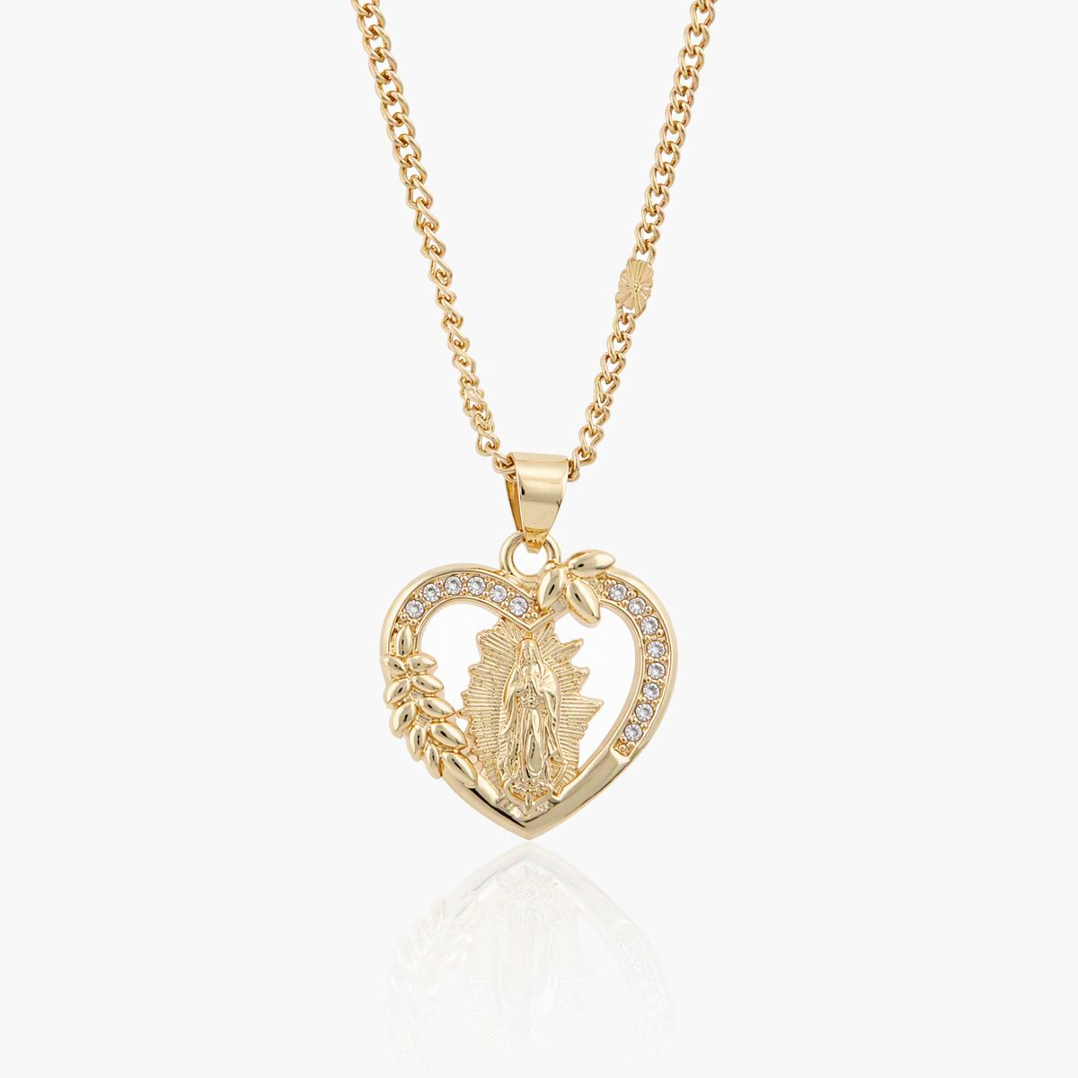 Virgin Mary Heart Pendant Necklace
