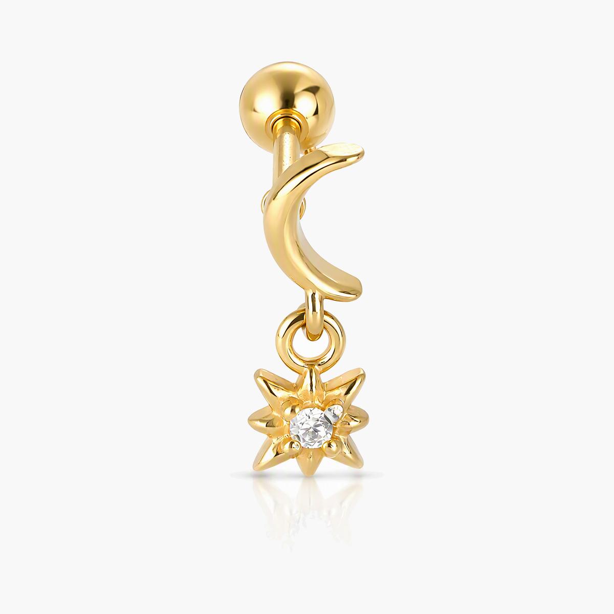 Dainty Moon Star Drop Earring
