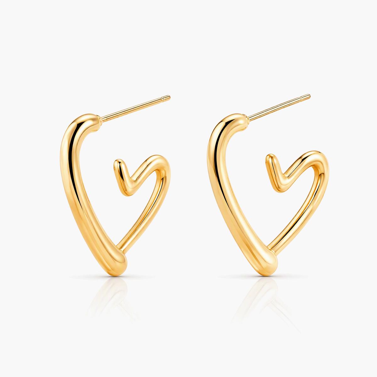 Minimalist Open Heart Hoop Earrings