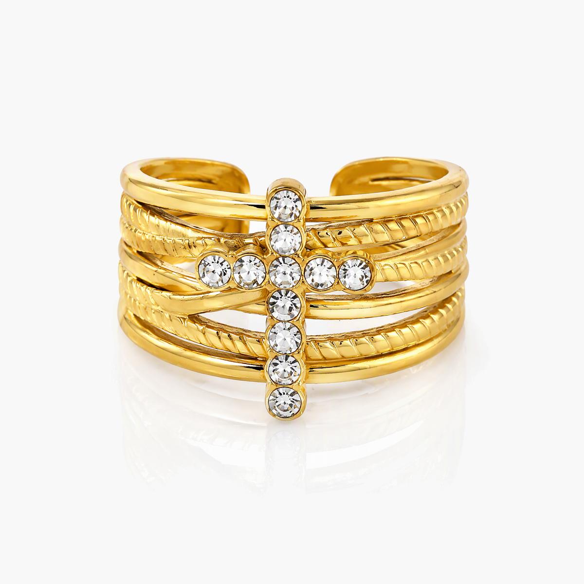 Trendy Cross Multi-Band Ring