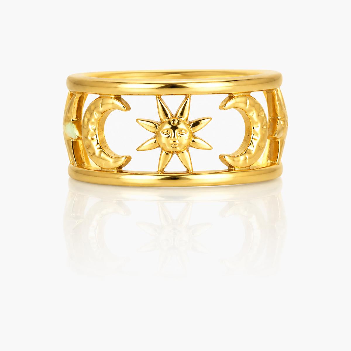 Trendy Sun Moon Star Ring
