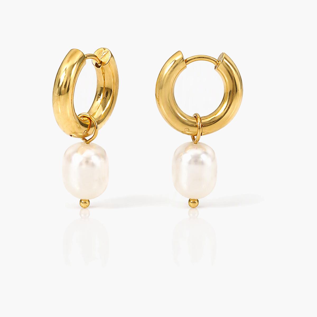 Pearl Drop Huggie Earrings