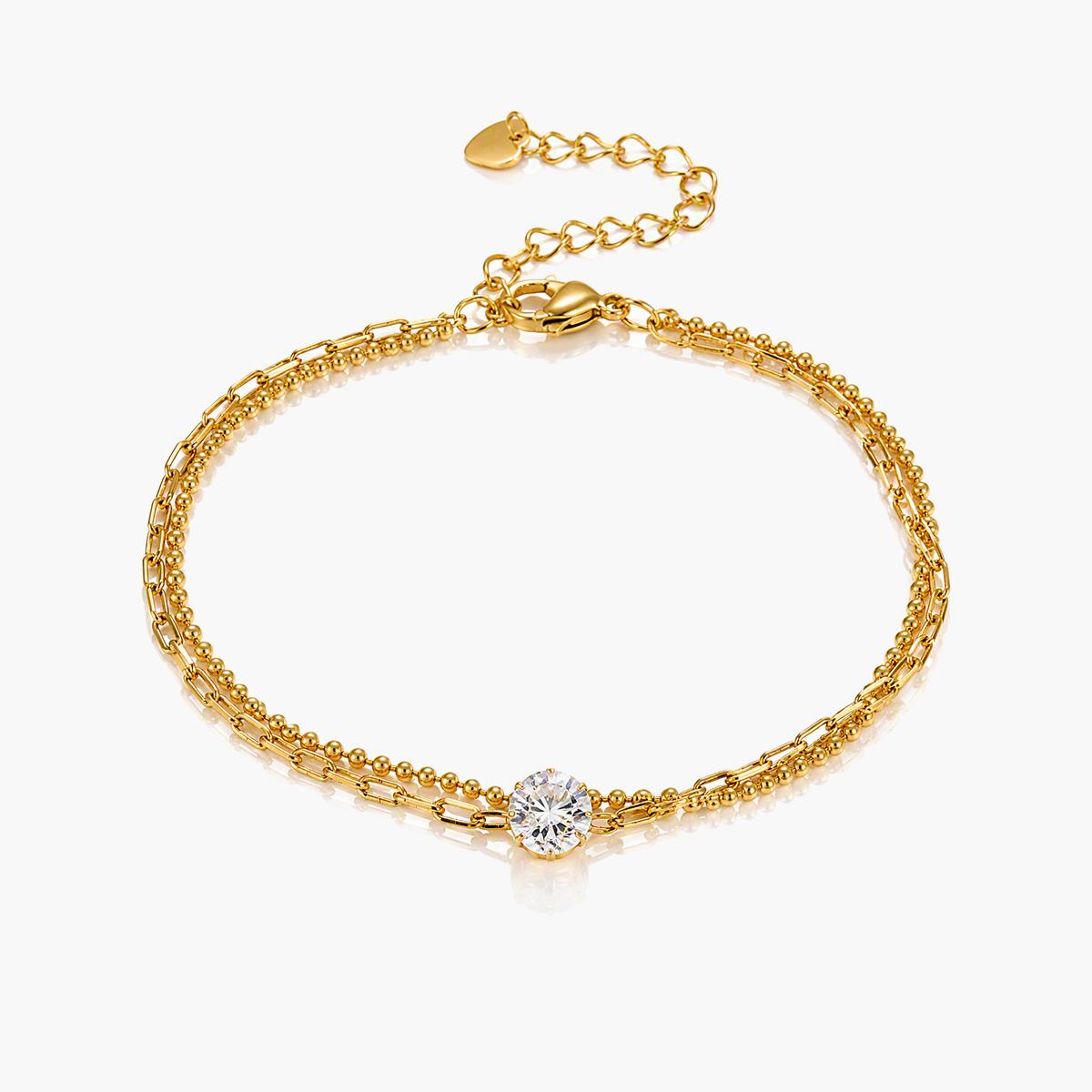 Dainty Double Layer Single Stone Bracelet