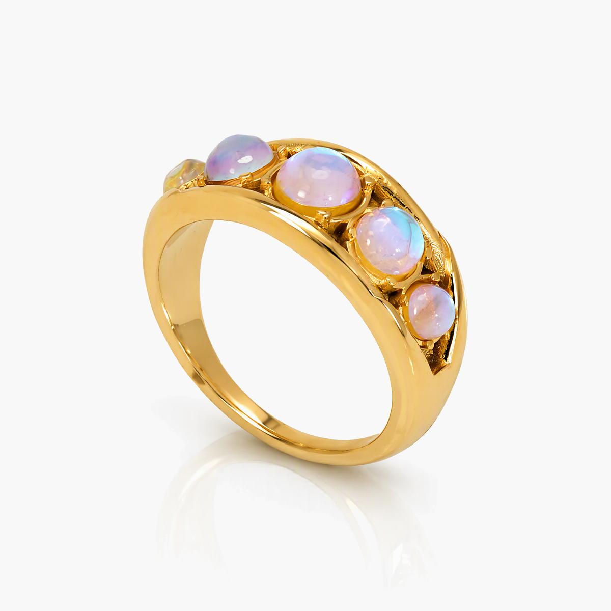 Elegant Three-Stone Opal Ring