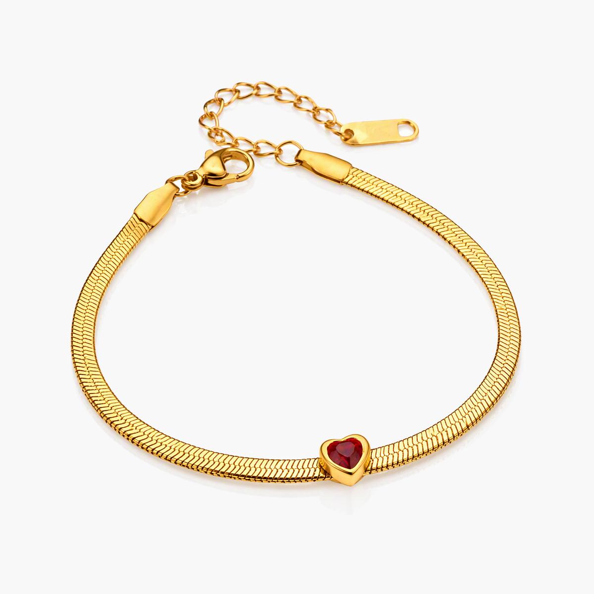 Dainty Heart Charm Snake Chain Bracelet