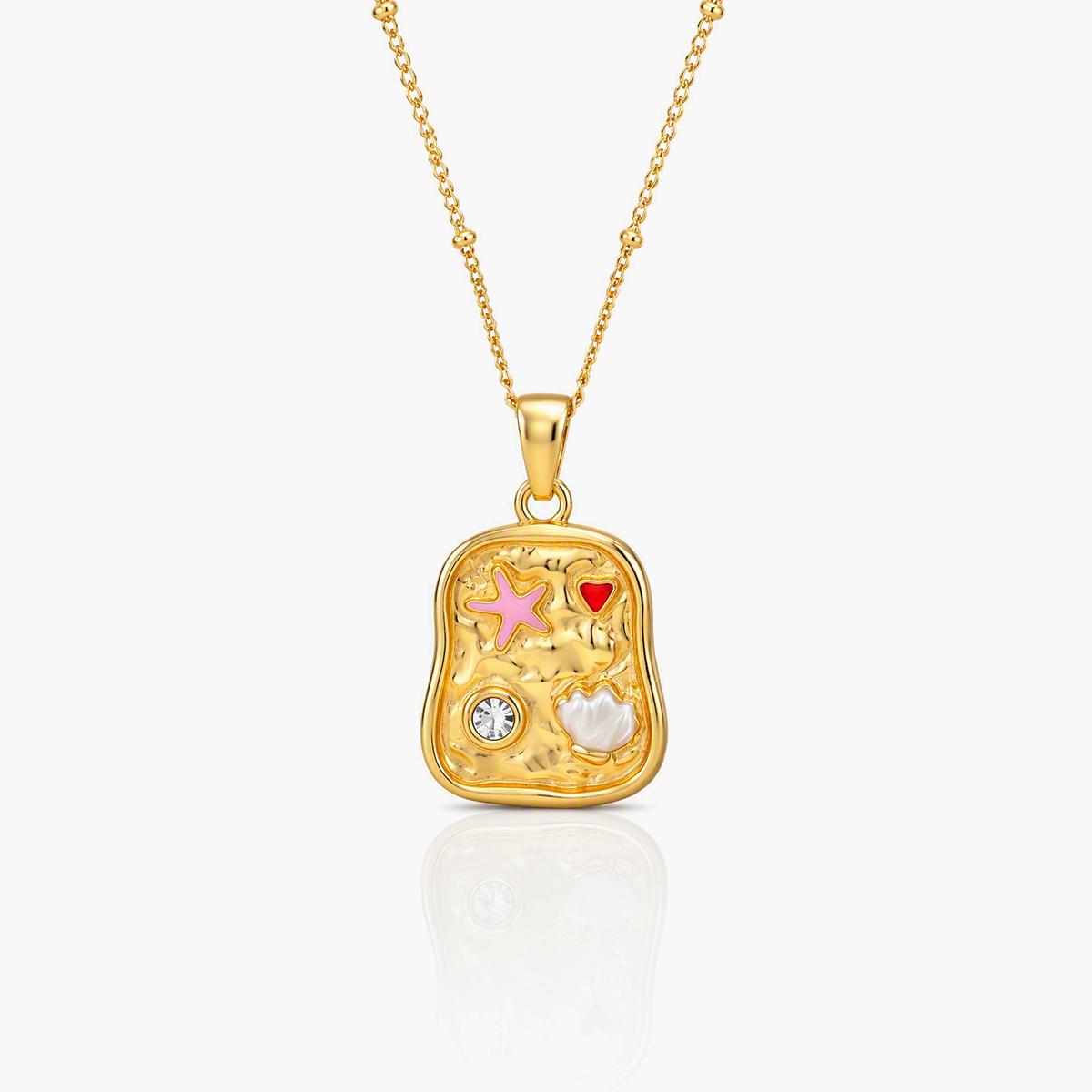 Cute Starfish & Shell Pendant Necklace