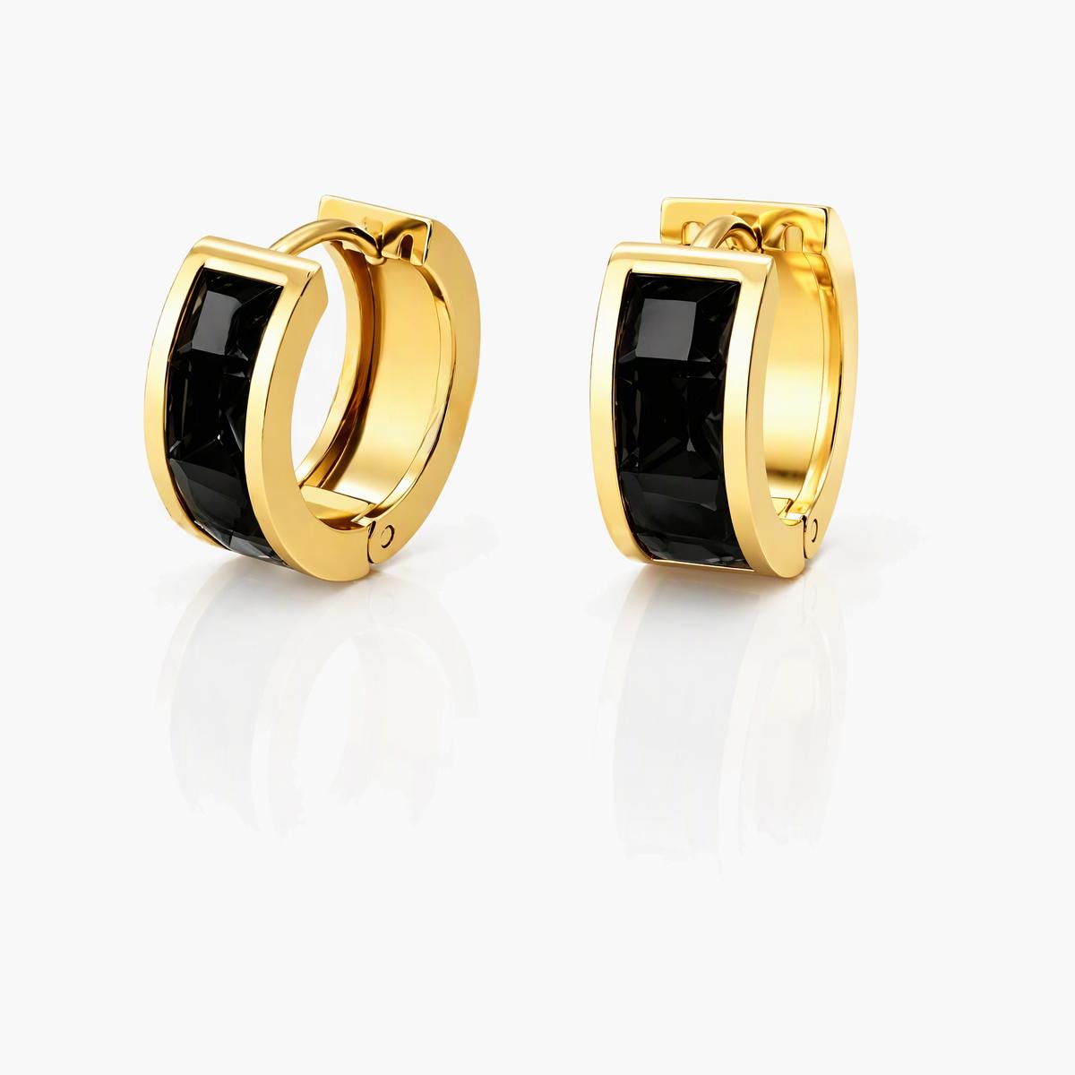 Square Stone Huggie Earrings