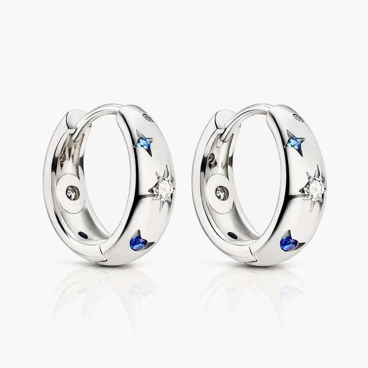 Star and Moon Hoop Earrings