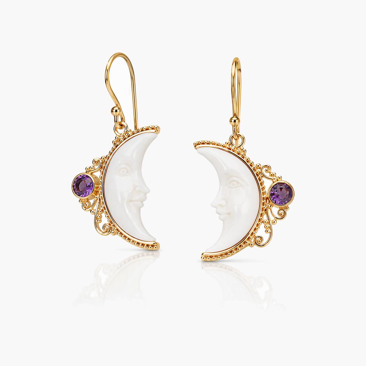 Vintage Crescent Moon Drop Earrings