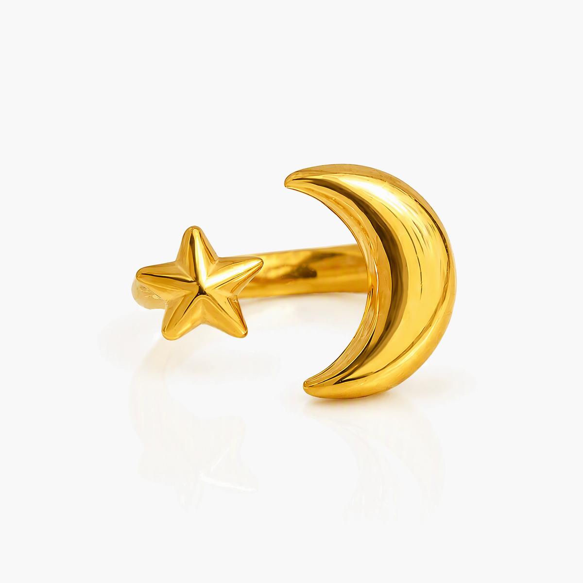 Trendy Moon And Star Ring