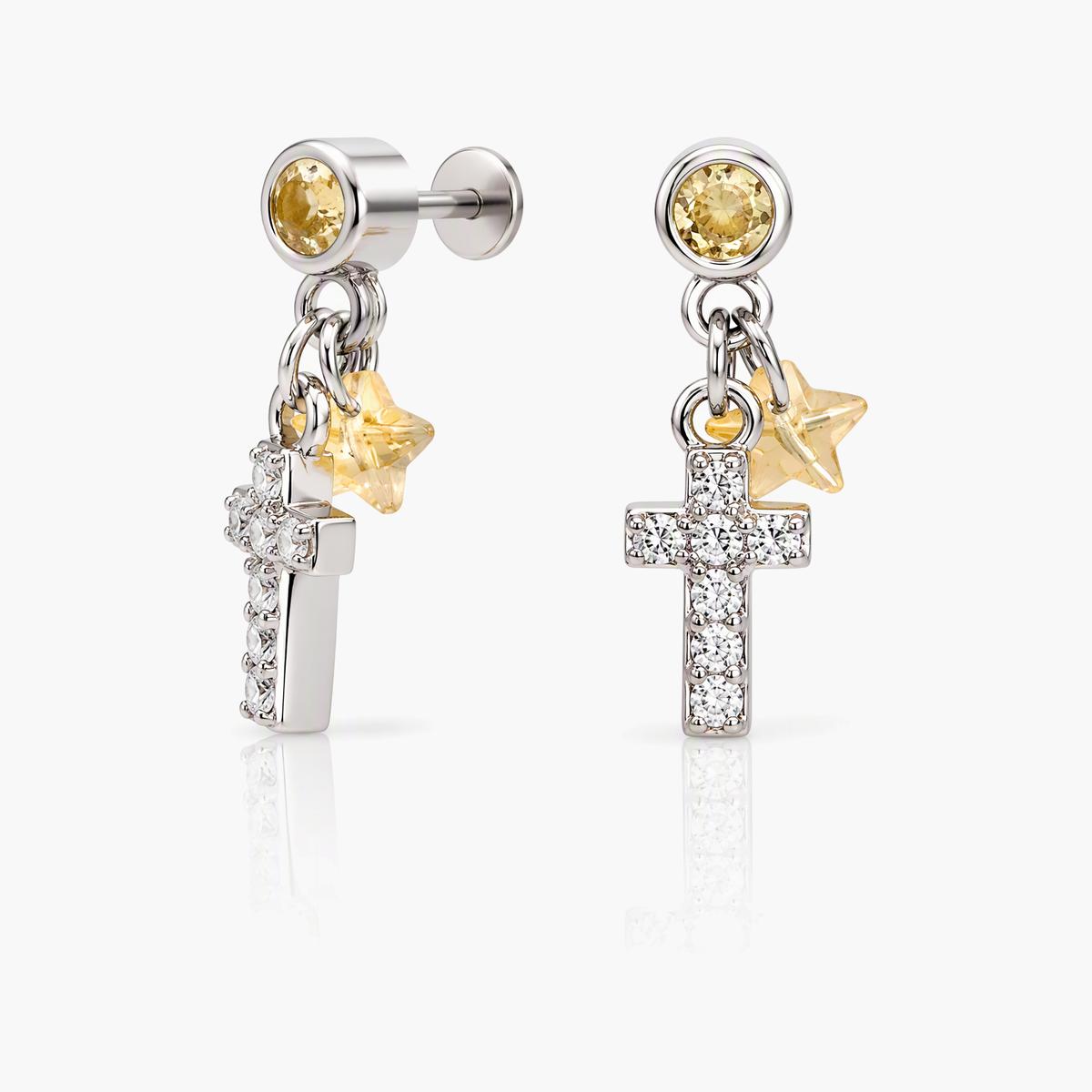 Dainty Cross Drop Earrings