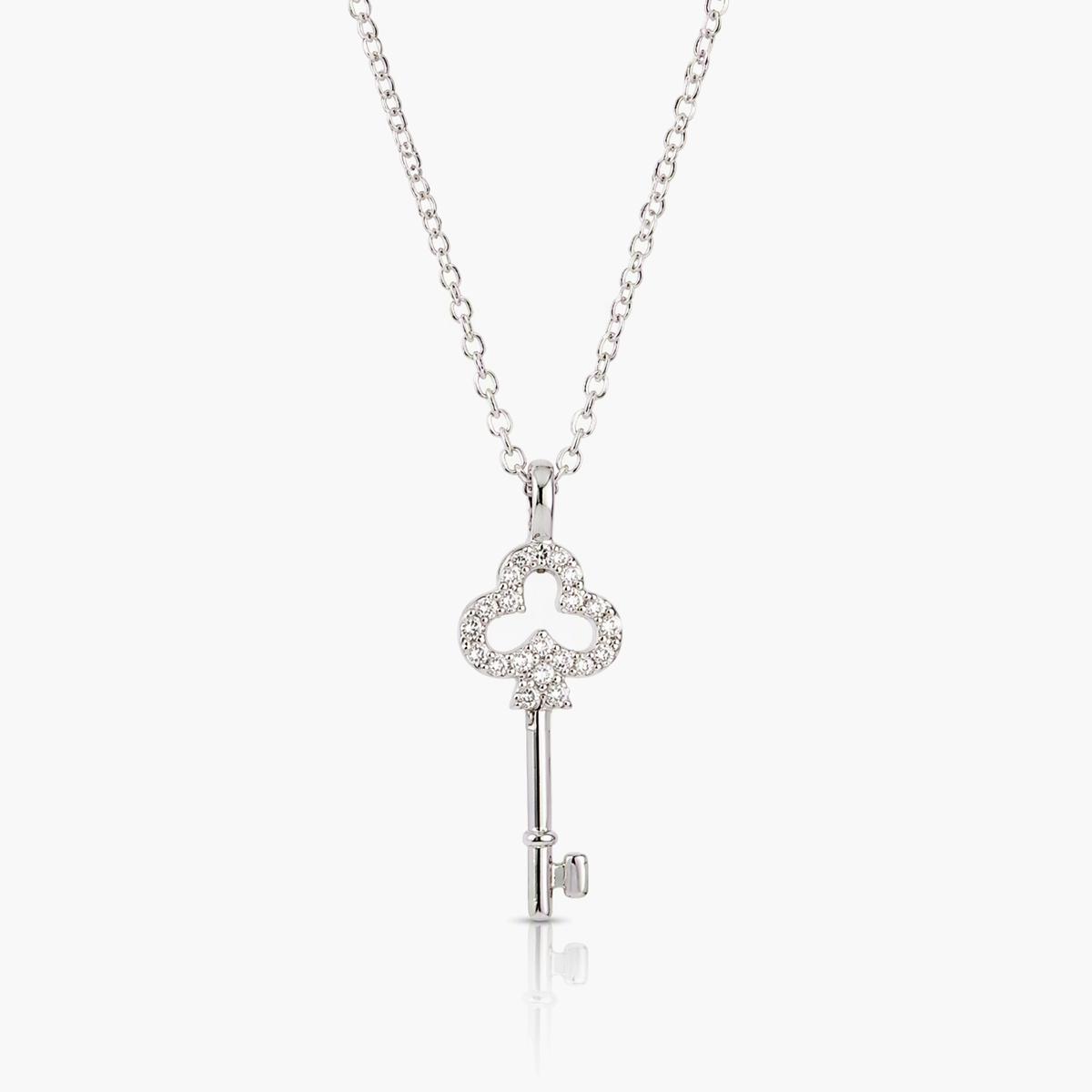 Dainty Clover Key Pendant Necklace