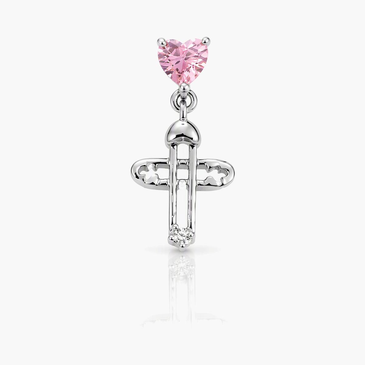 Dainty Heart Cross Drop Earrings