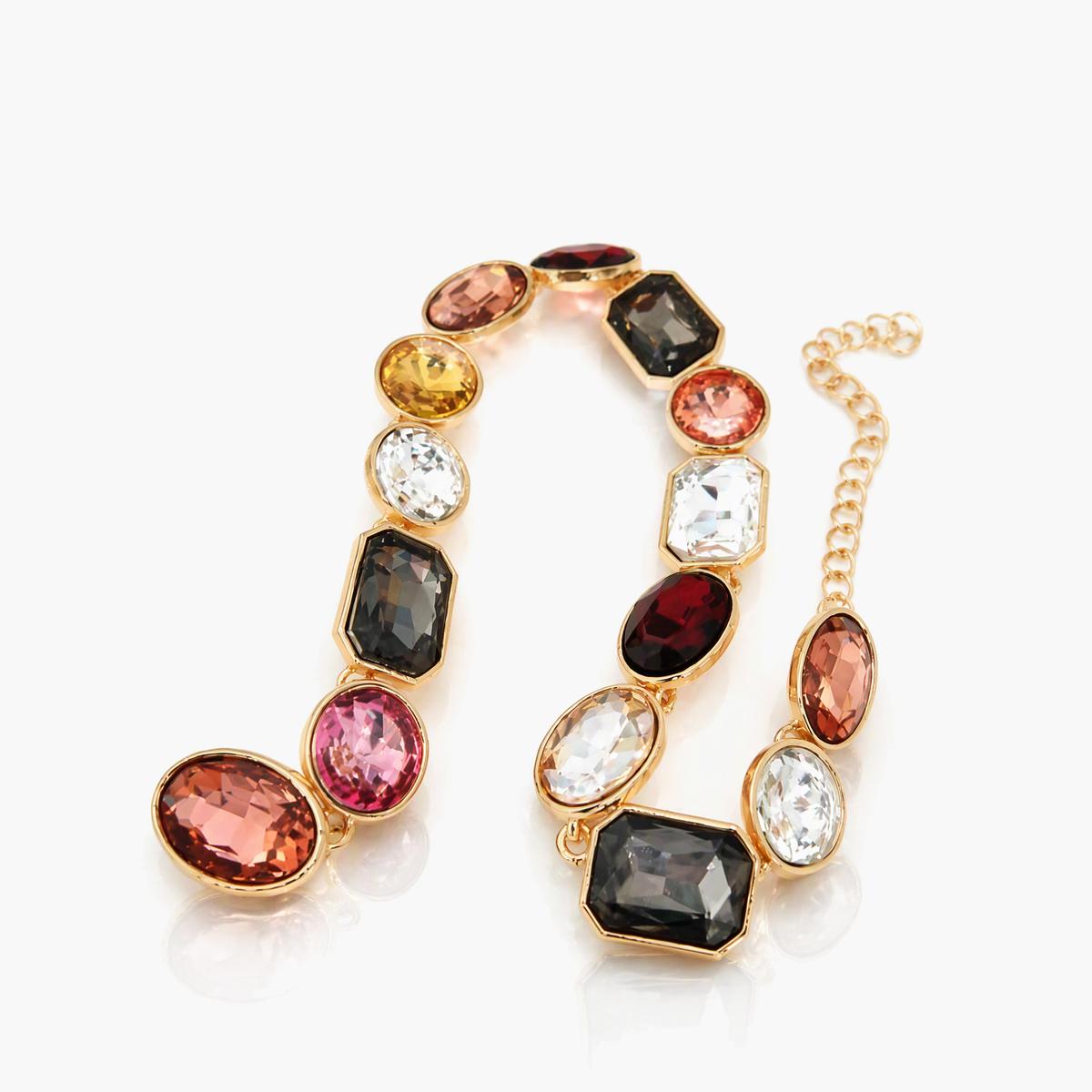 Elegant Multicolor Gem Link Bracelet