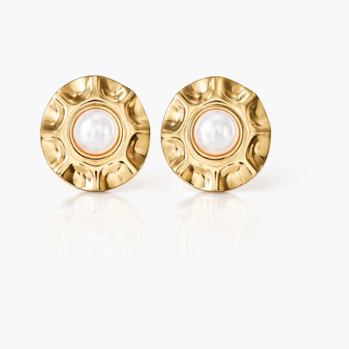Flower & Heart Pearl Stud Earrings