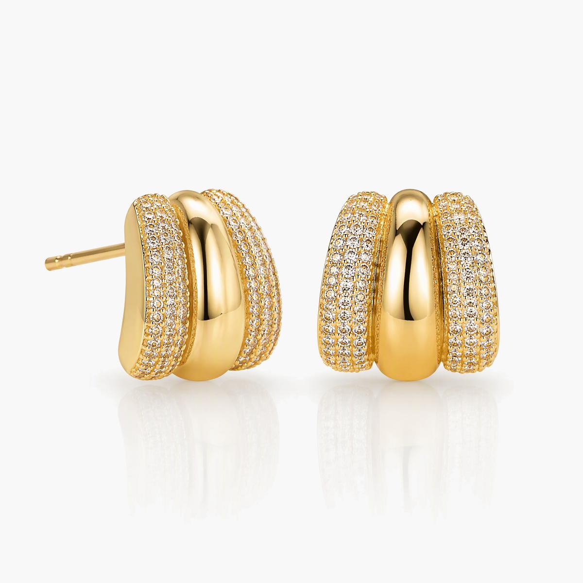 Trendy Triple Row Huggie Earrings