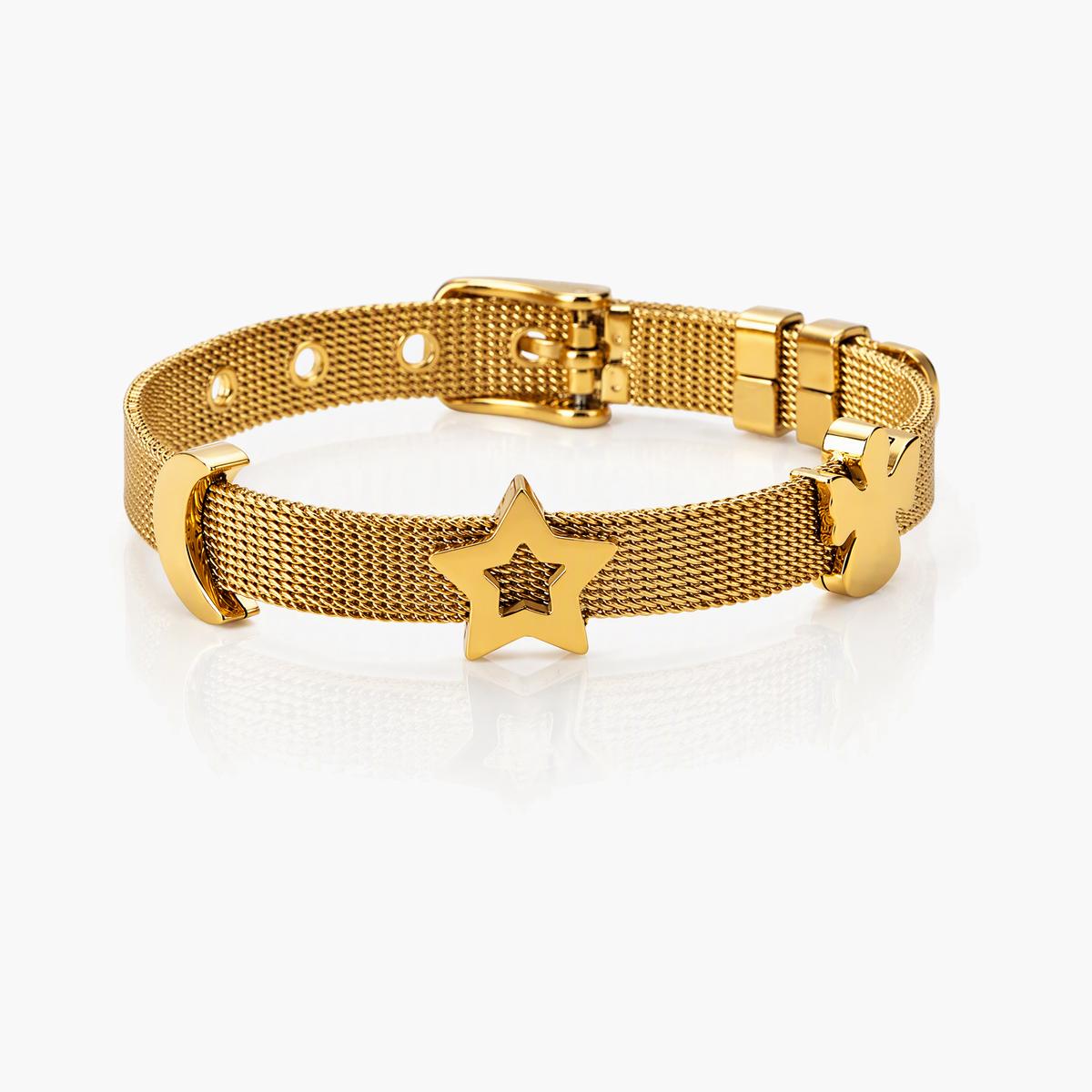 Cute Star Moon Charm Mesh Bracelet