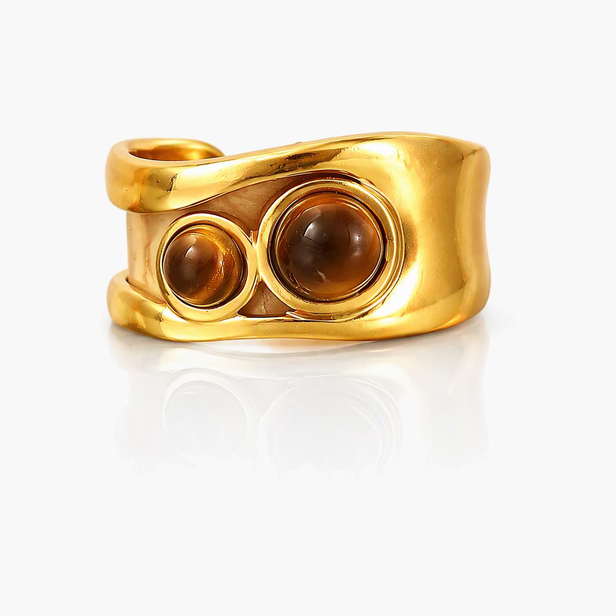 Trendy Double Stone Bypass Ring
