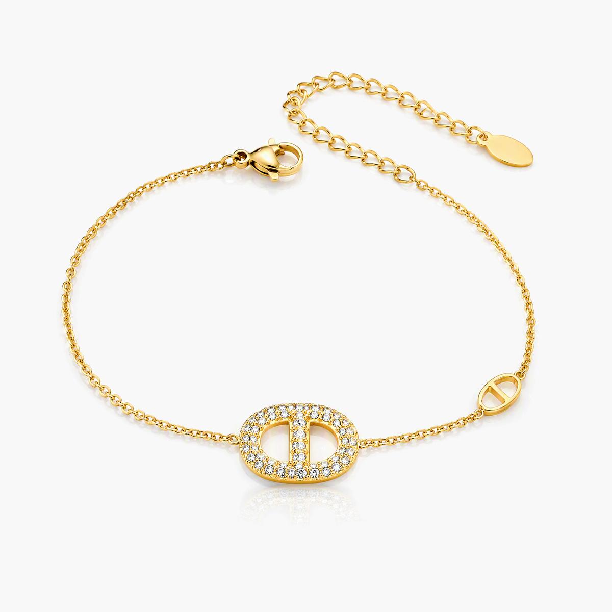 Dainty Paved Oval Link Bracelet