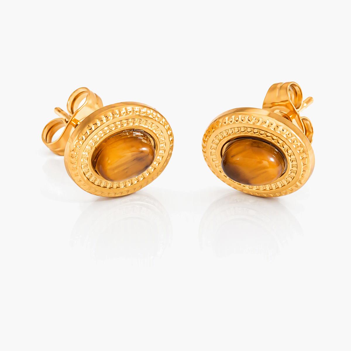 Vintage Oval Disc Stud Earrings