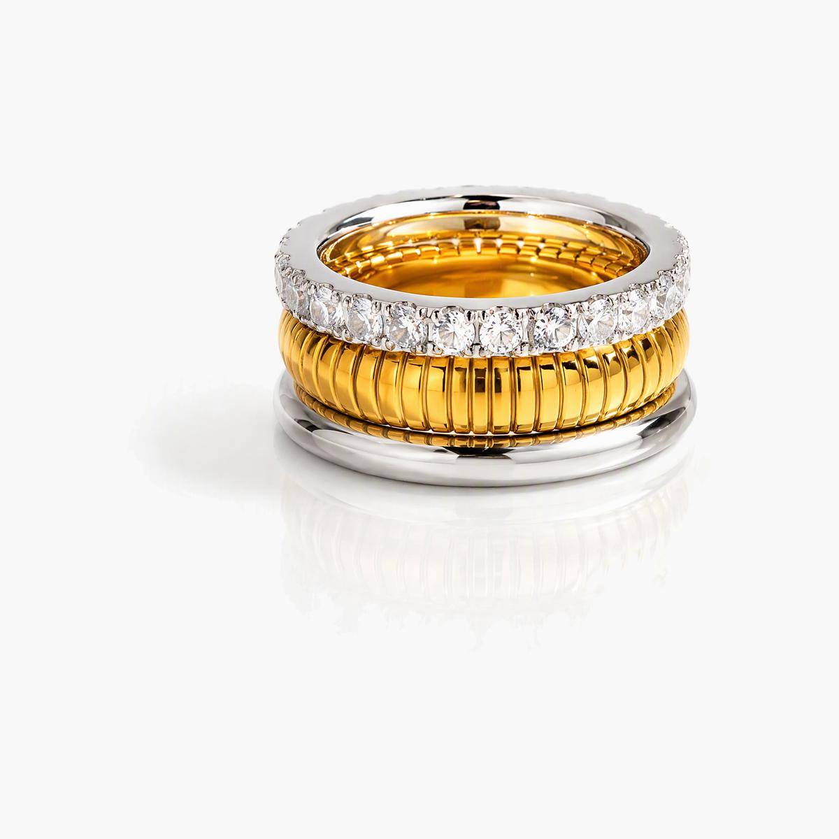 Chunky Ribbed Stacked Band Ring