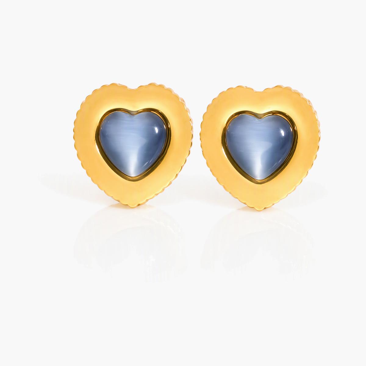 Heart Square Flower Stud Earrings