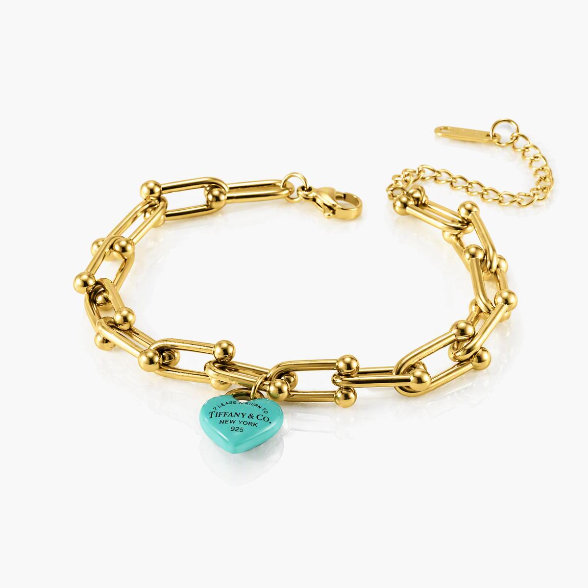 Trendy Heart Charm Chain Bracelet