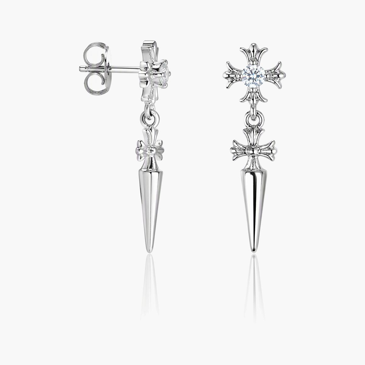 Trendy Cross Spike Drop Earrings