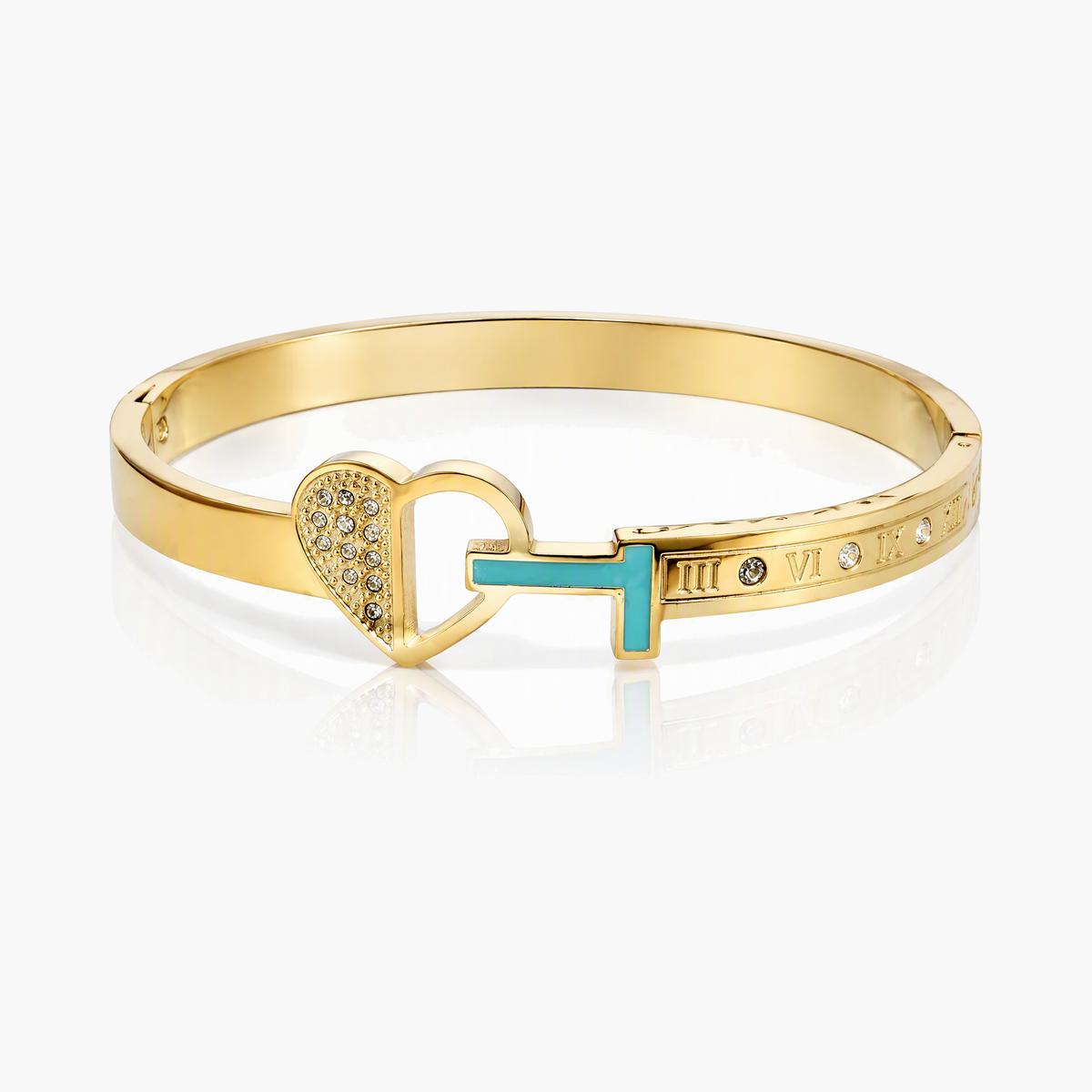Dainty Heart Lock Bangle