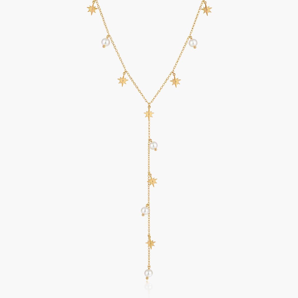 Dainty Star Pearl Y-Necklace