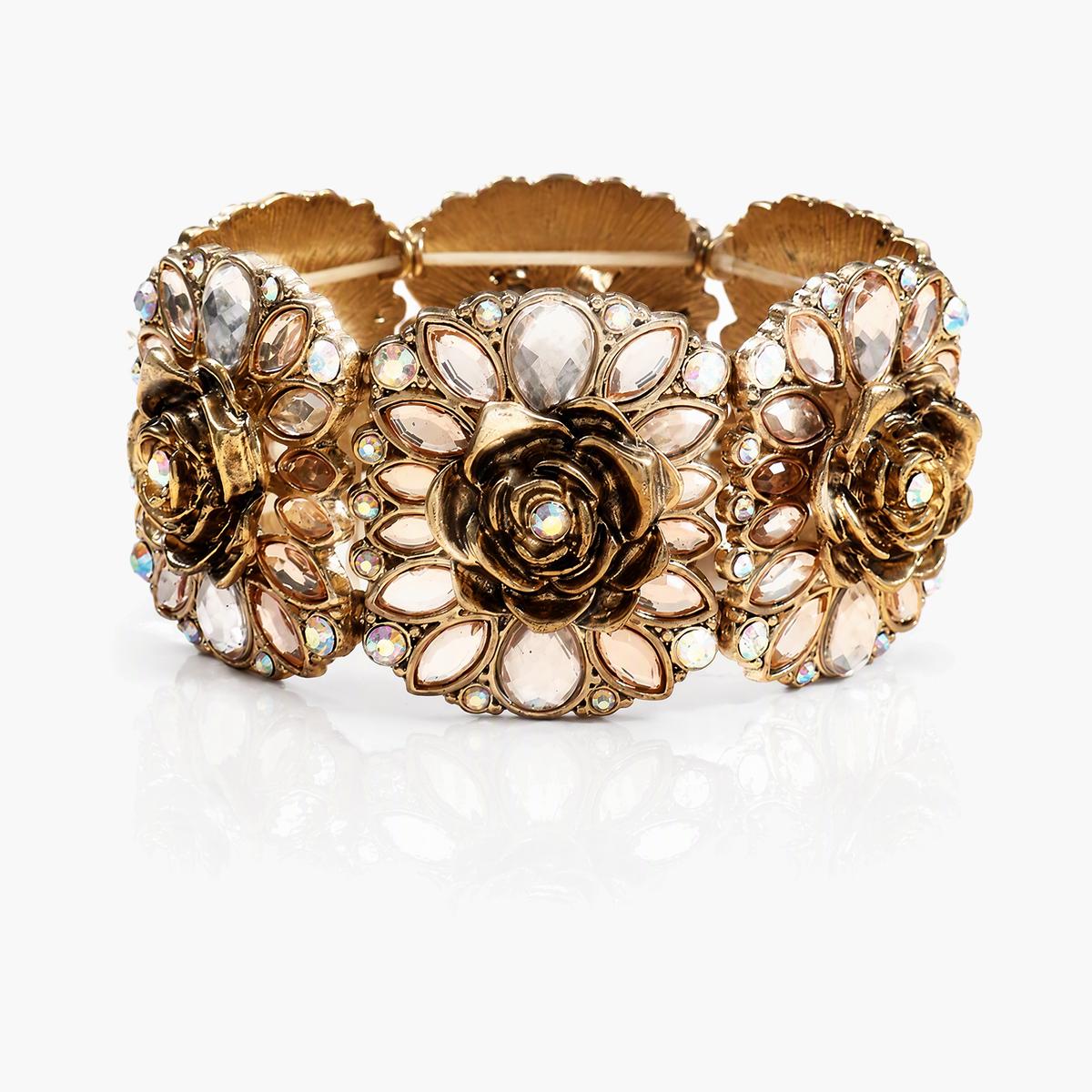 Vintage Rose Flower Cuff Bracelet