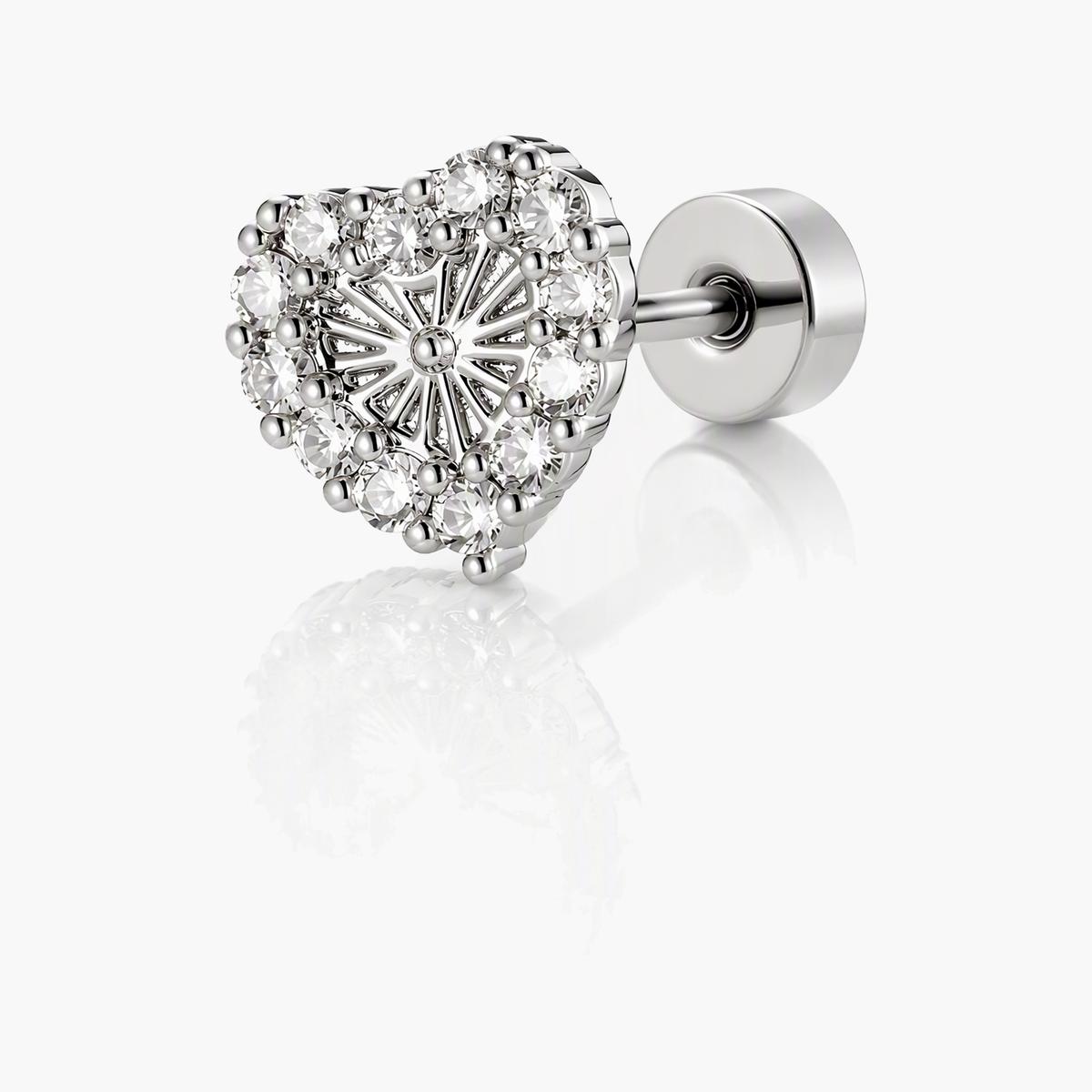 Paved Heart Stud Earrings