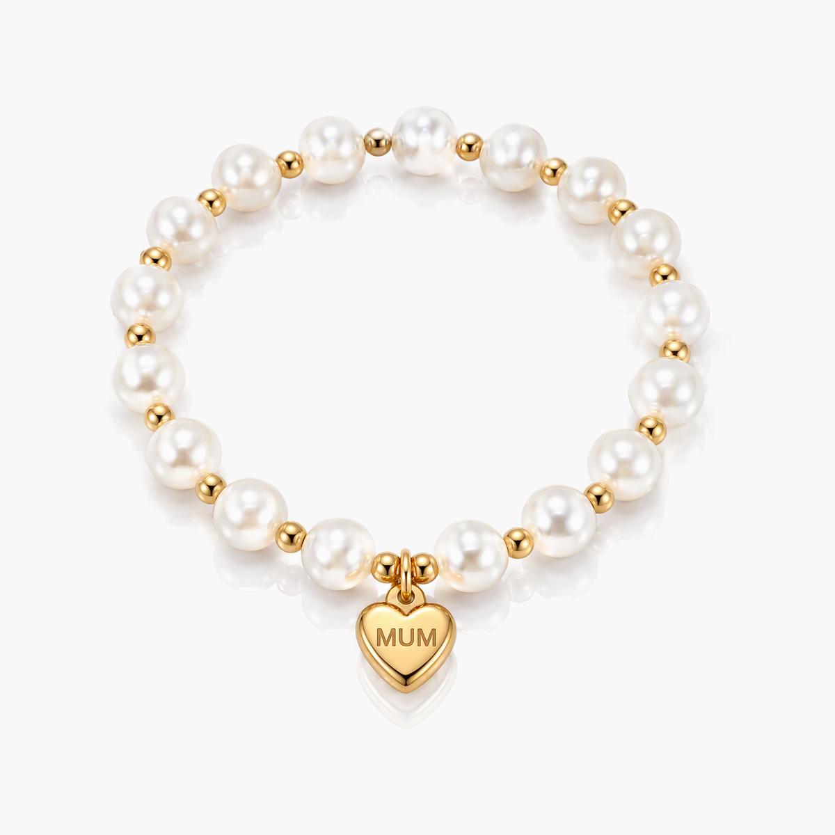 Elegant Pearl Heart Charm Bracelet