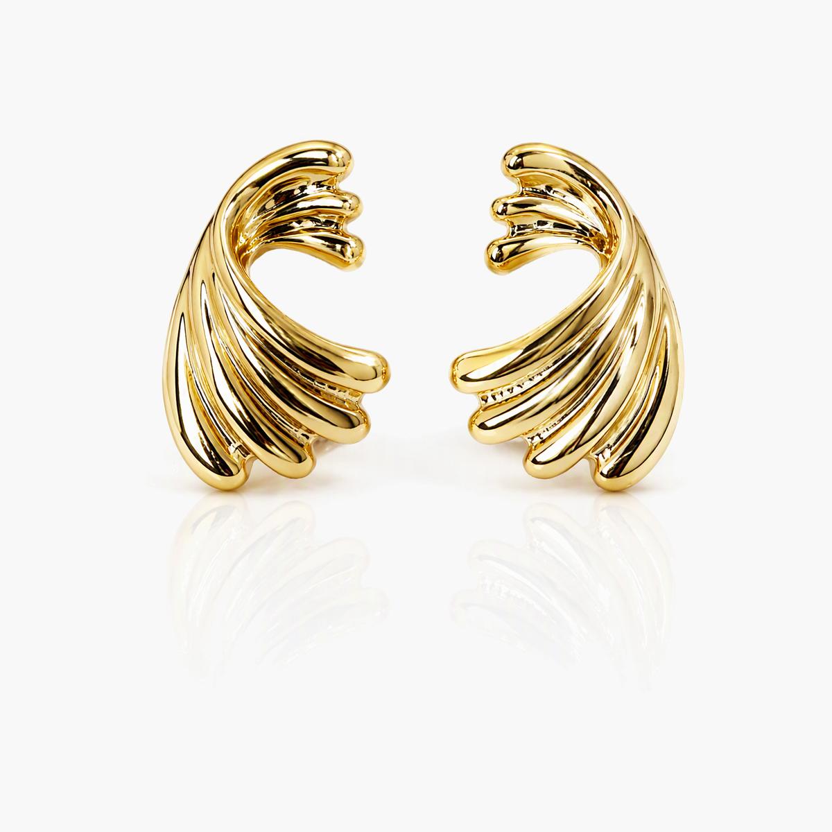 Layered Wave Stud Earrings