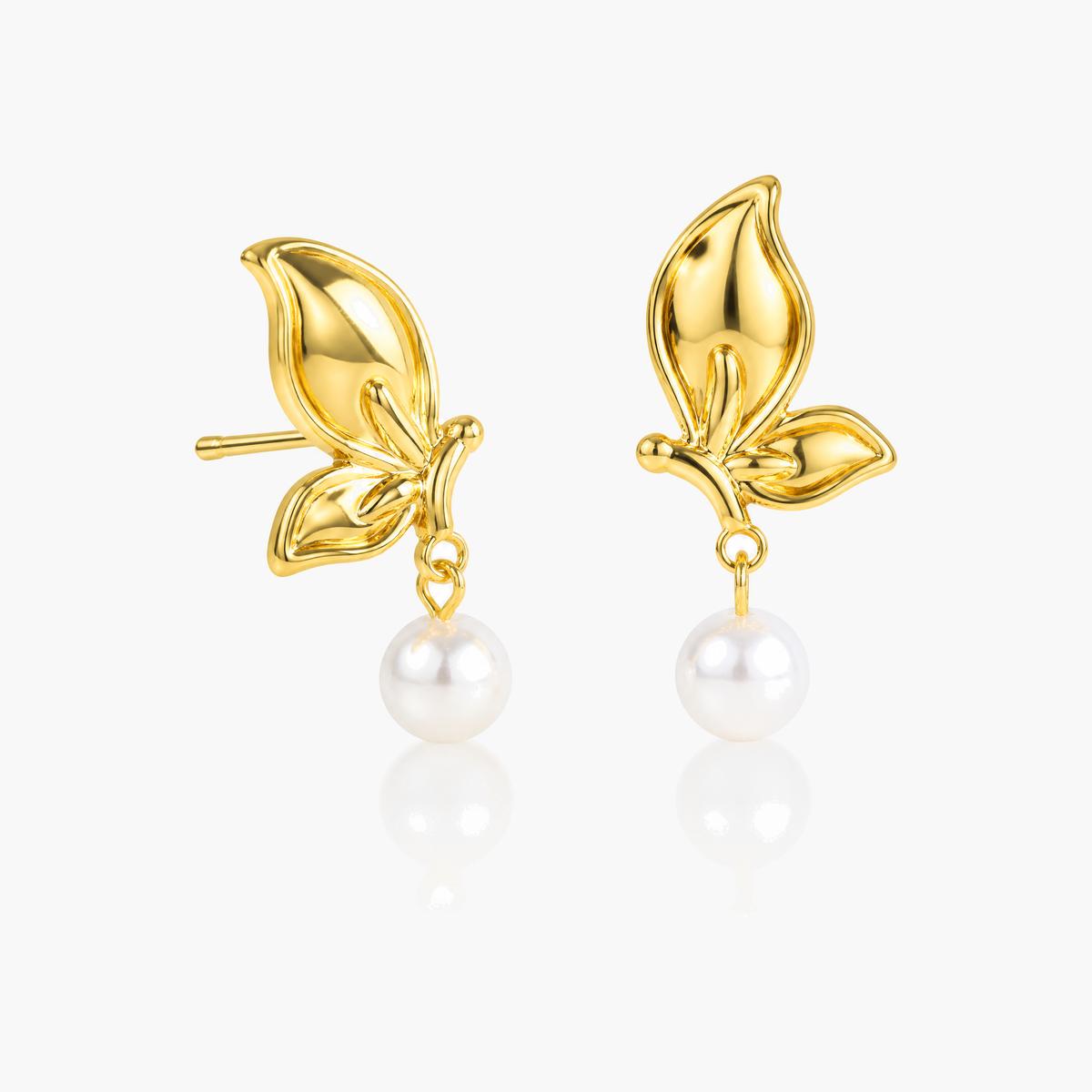 Butterfly Pearl Drop Earrings