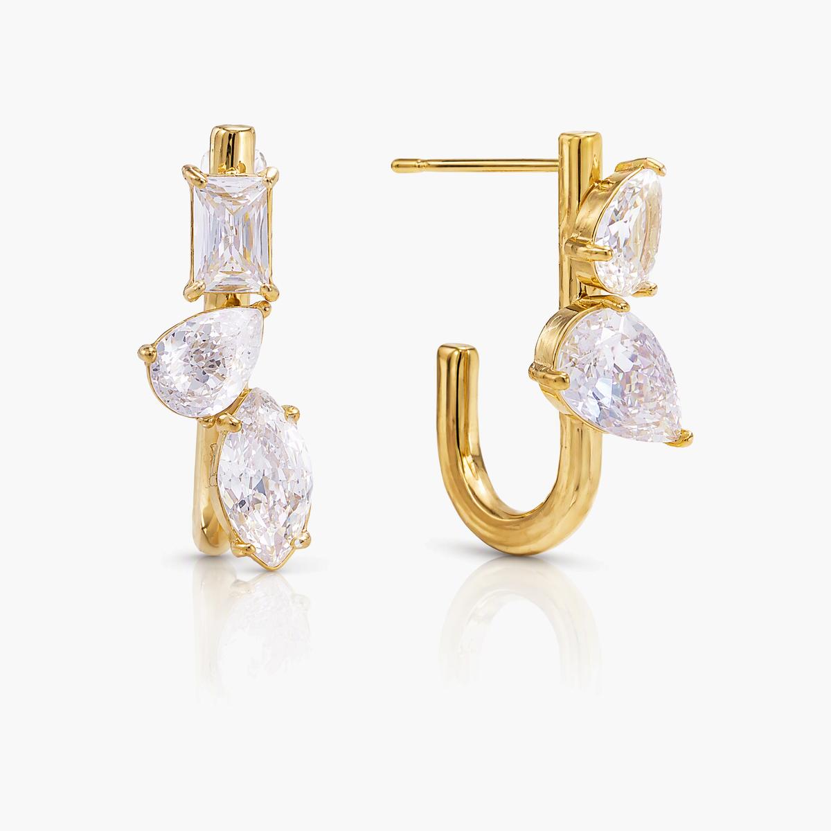 Three-Stone Drop Earrings