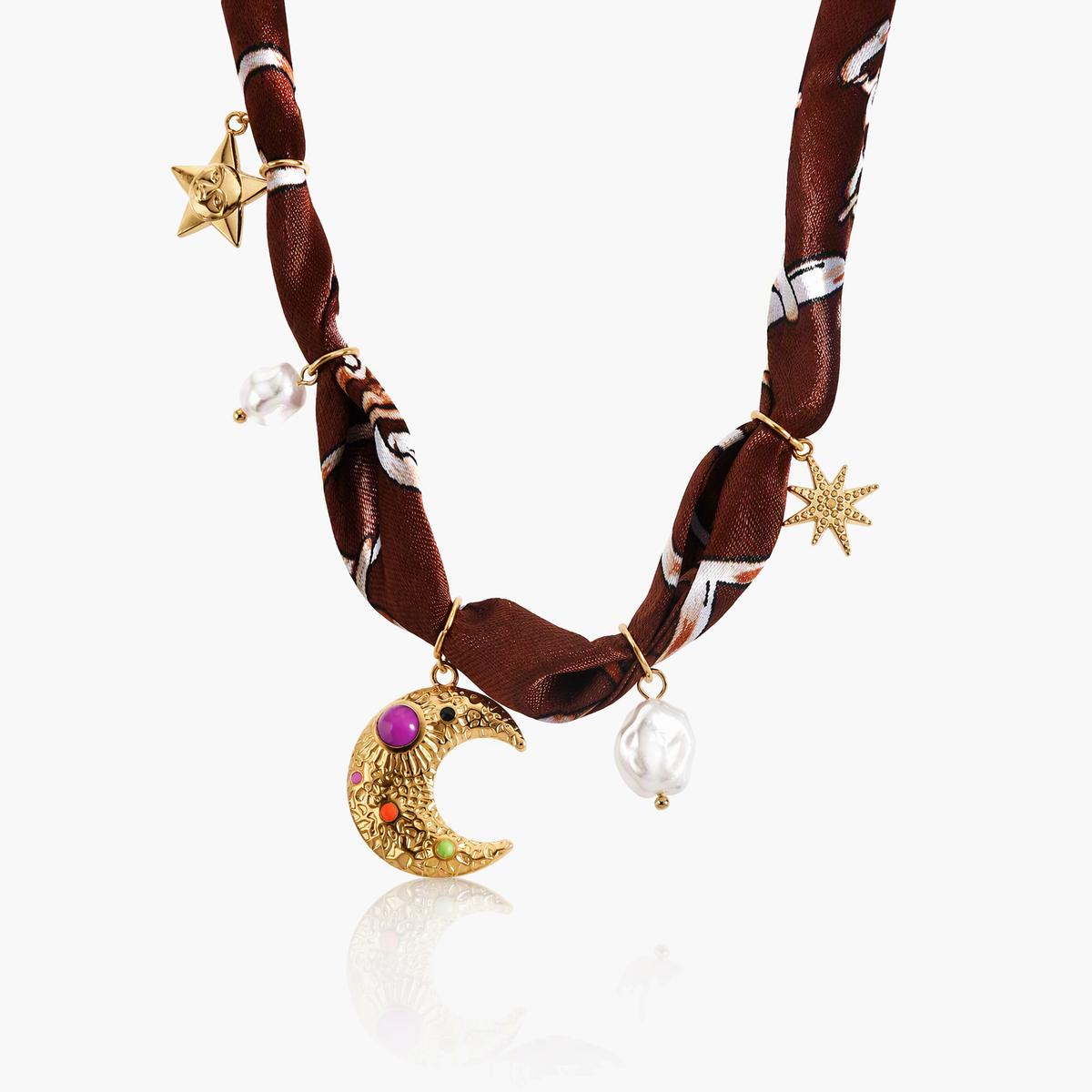 Boho Moon And Star Charm Necklace