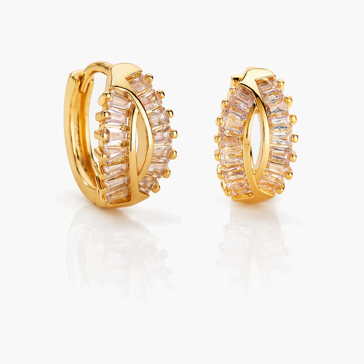 Paved Stone Hoop Earrings
