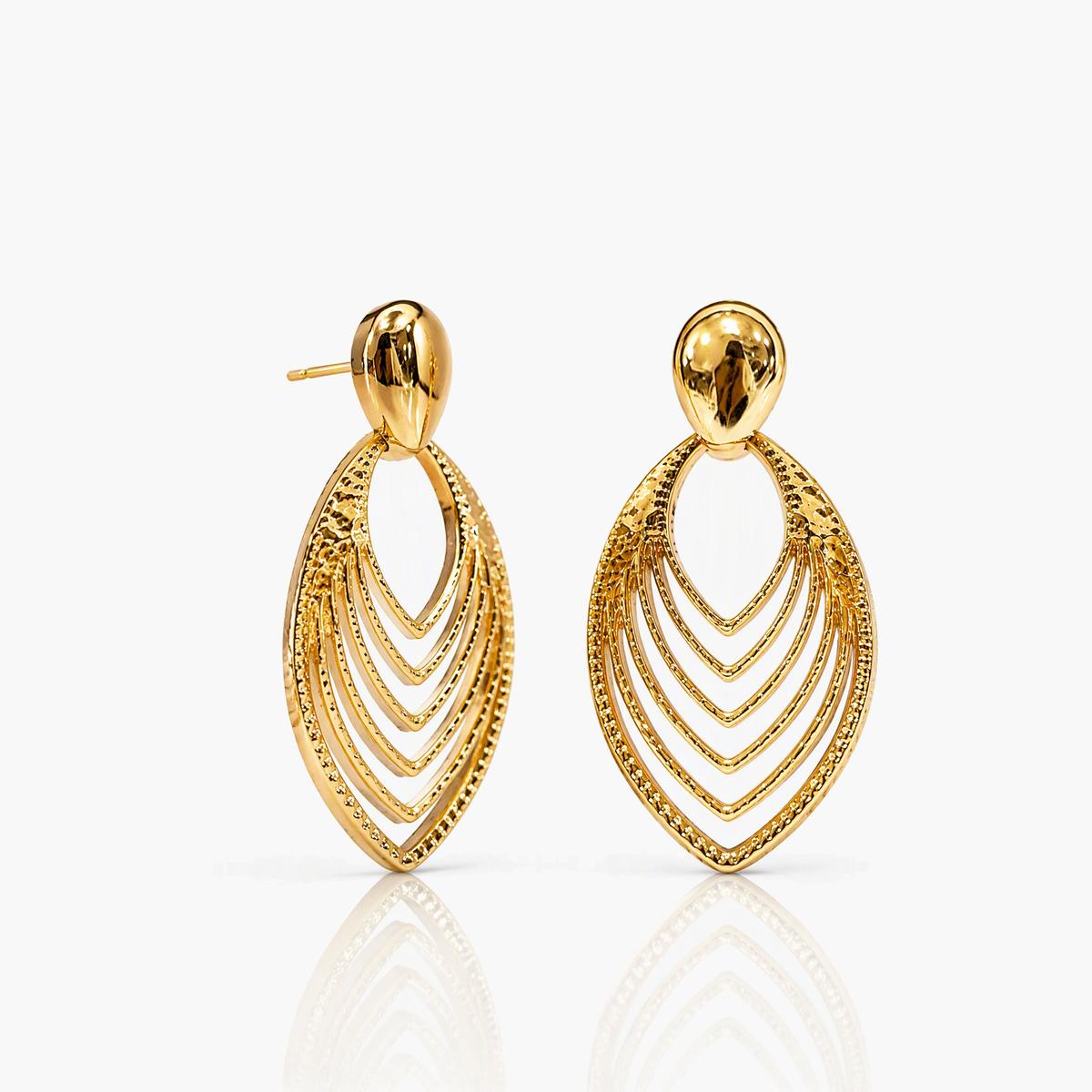 Layered Leaf Drop Earrings