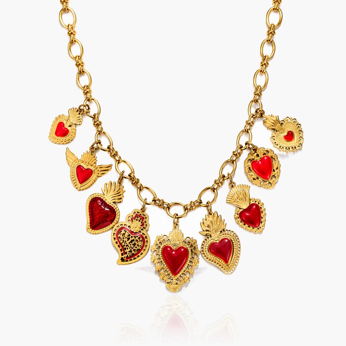 Vintage Winged Heart Charm Necklace