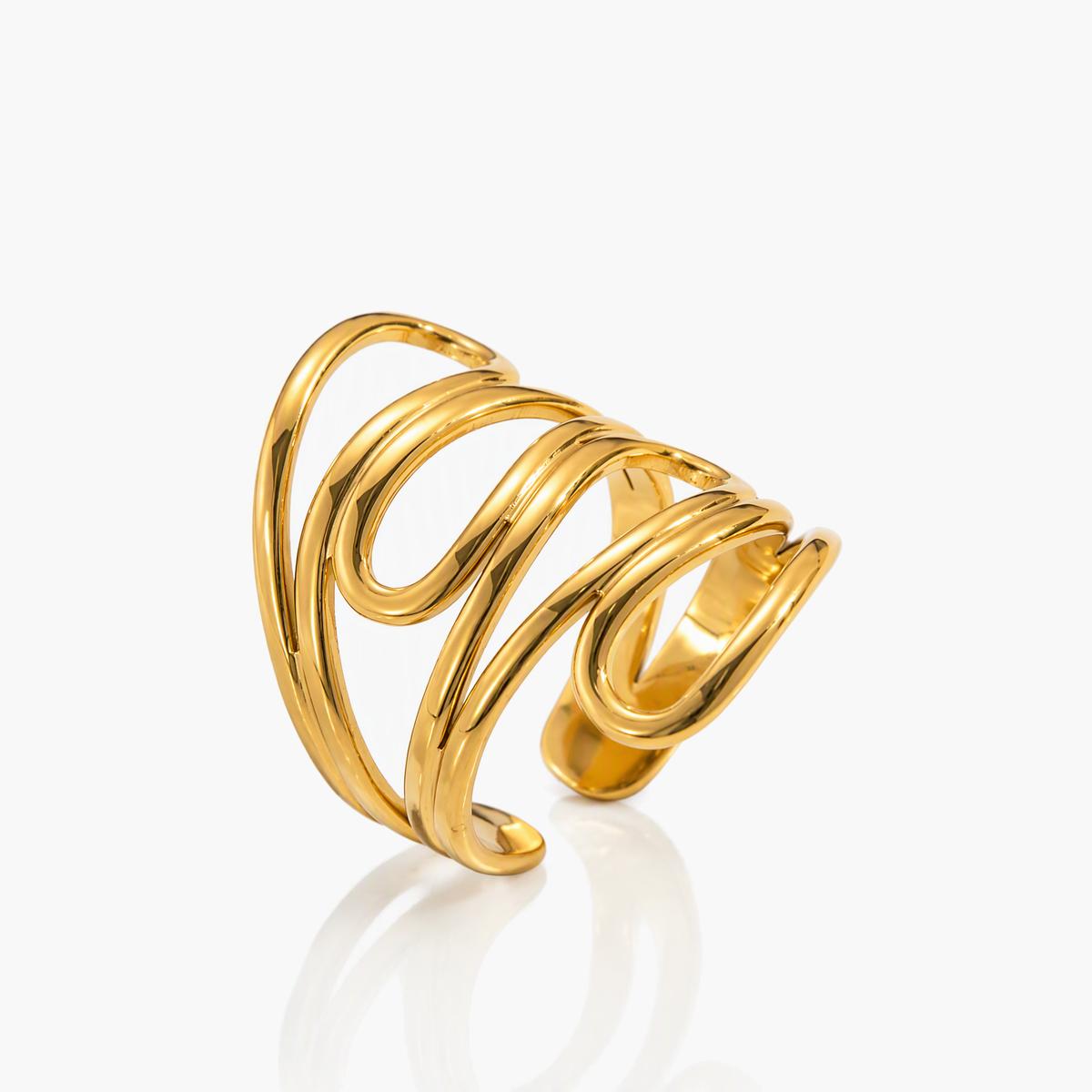 Trendy Multi-Band Wave Ring