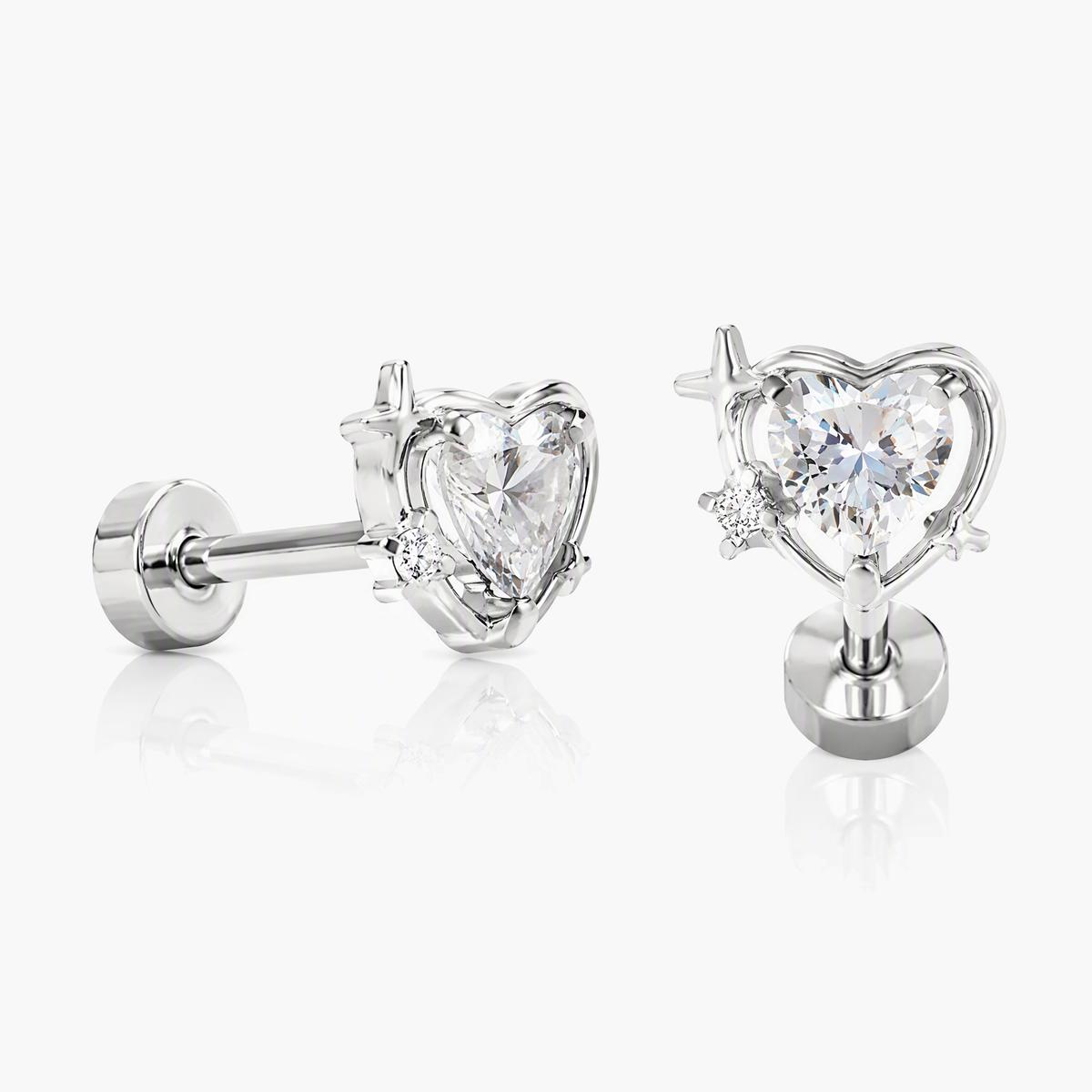 Cute Heart Dangle Stud Earrings