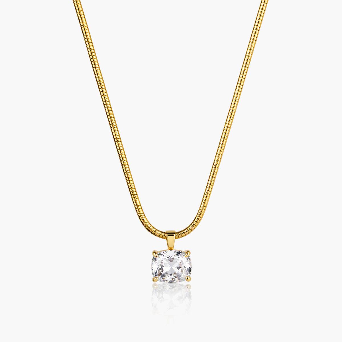 Elegant Square Stone Snake Chain Necklace