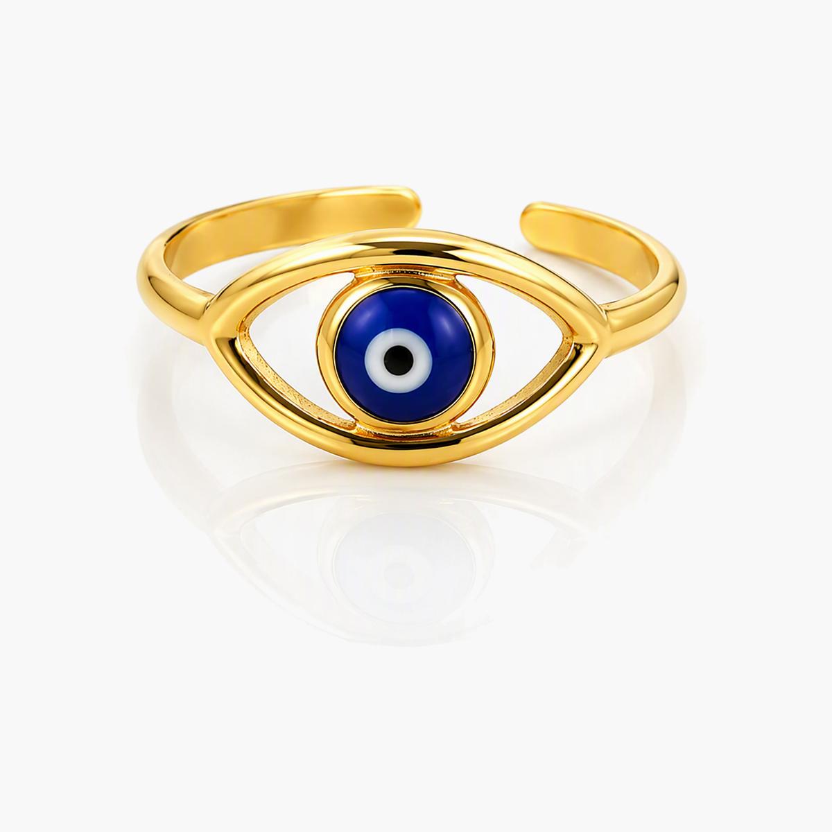 Trendy Evil Eye Open Cuff Ring