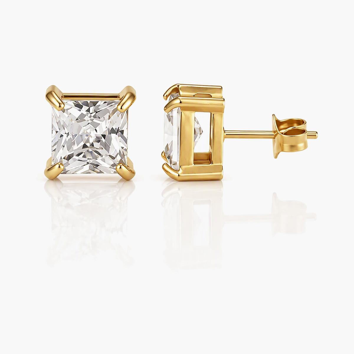 Dainty Square Stone Stud Earrings
