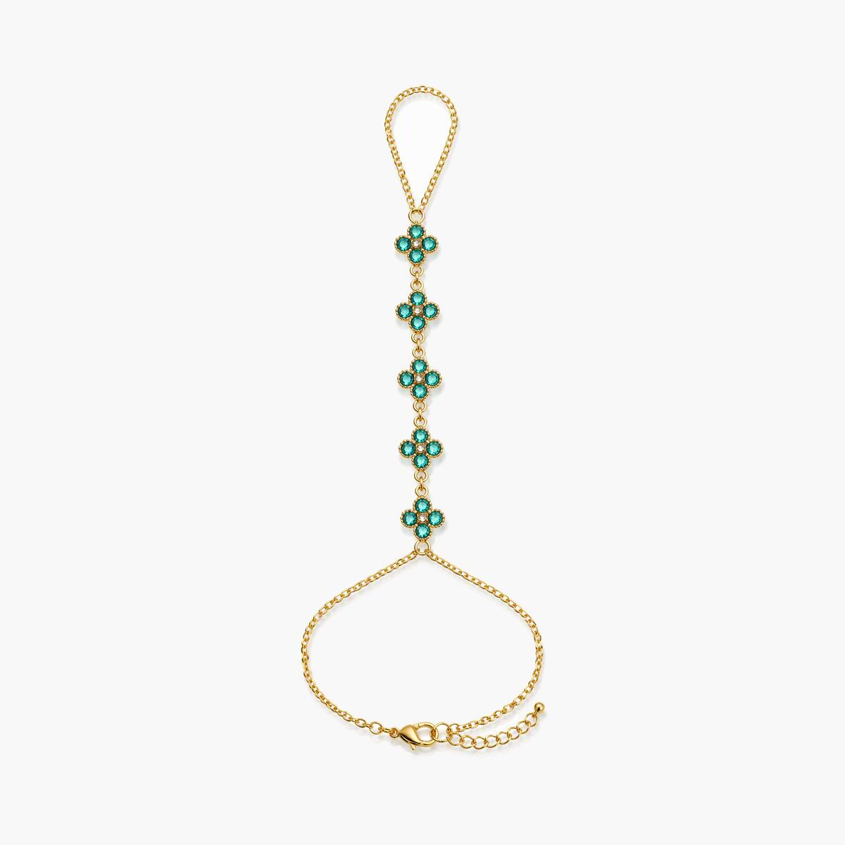 Four-Leaf Clover Hand Chain Bracelet