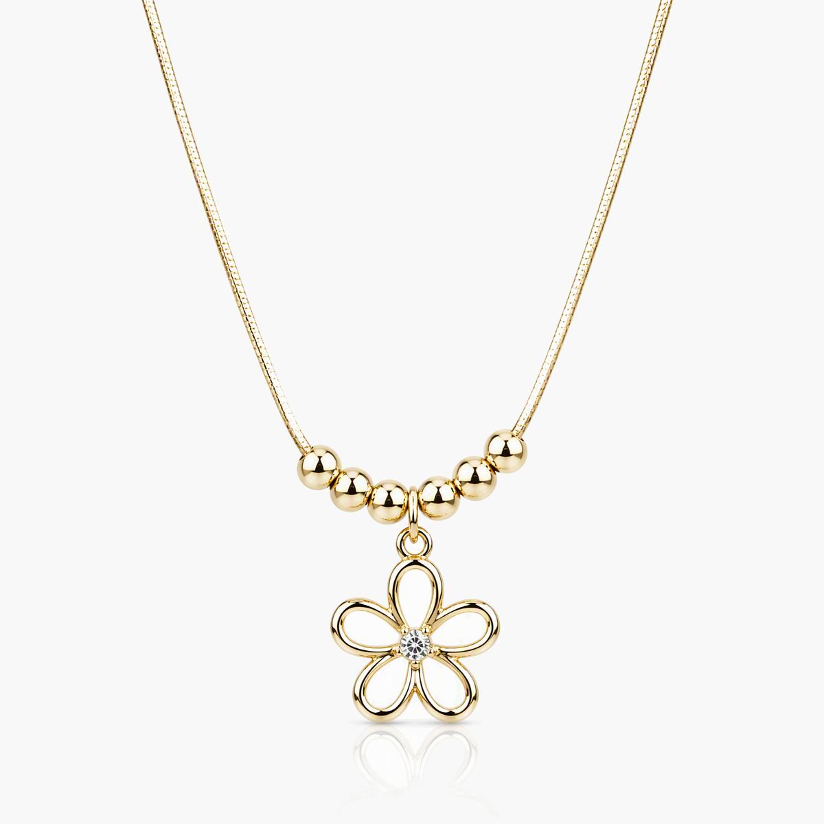 Dainty Flower Heart Coin Necklace