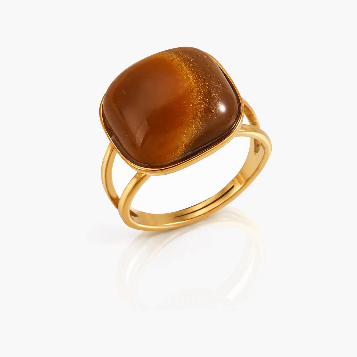 Square Stone Split Shank Ring