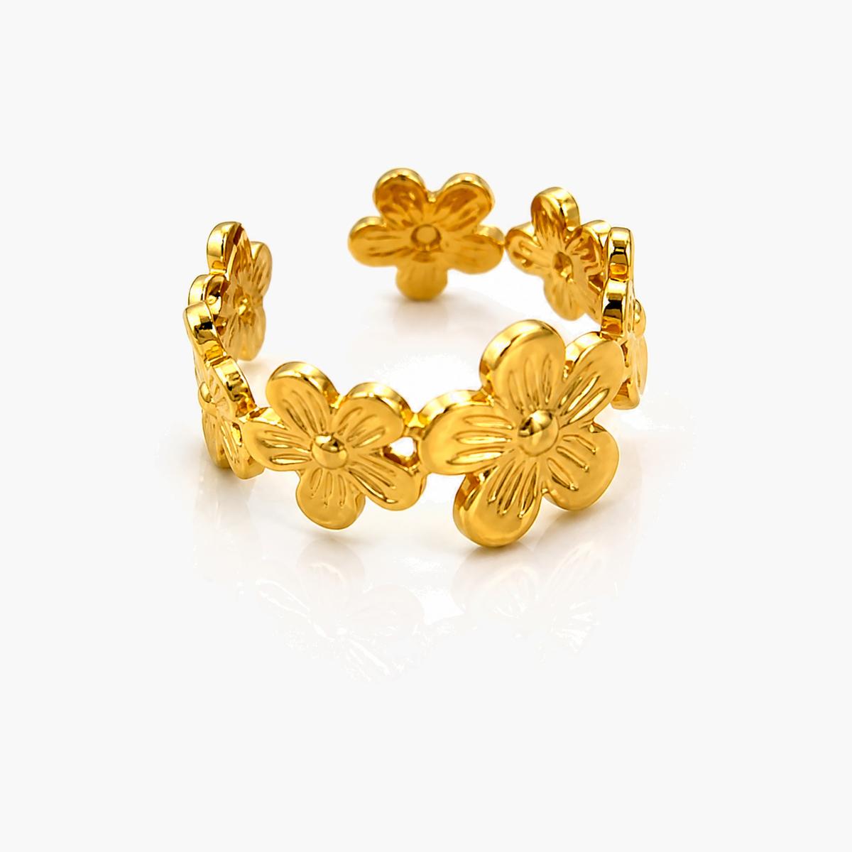Trendy Mixed Motif Open Cuff Ring